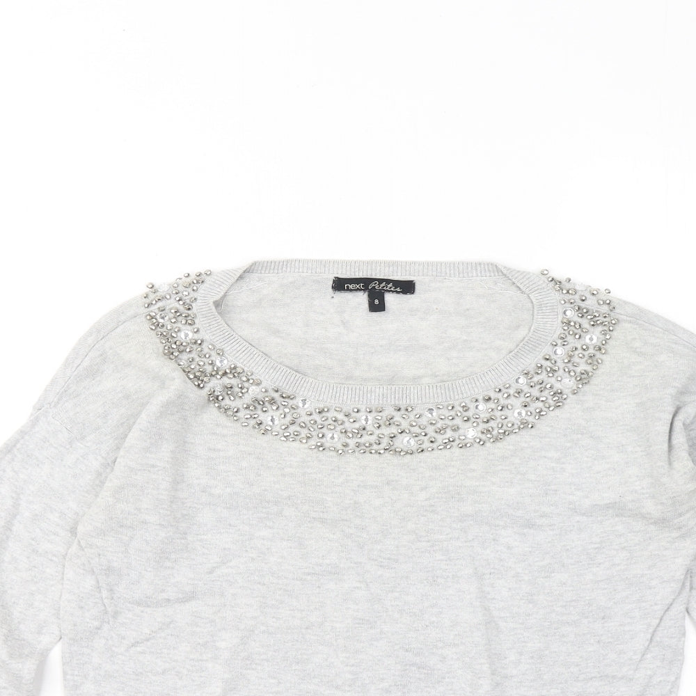 NEXT Womens Grey Round Neck Cotton Pullover Jumper Size 8