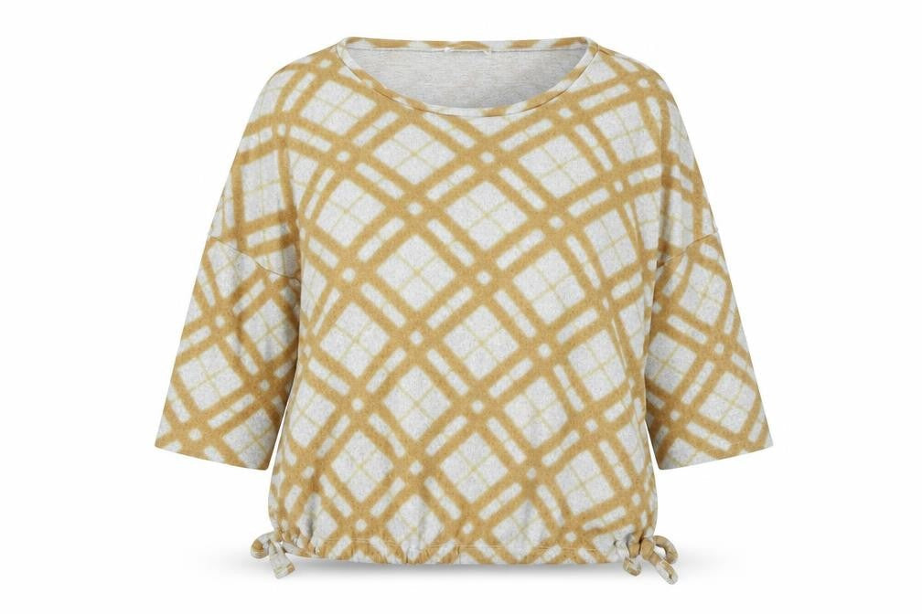 Papaya Womens Yellow Round Neck Geometric Polyester Pullover Jumper Size 18