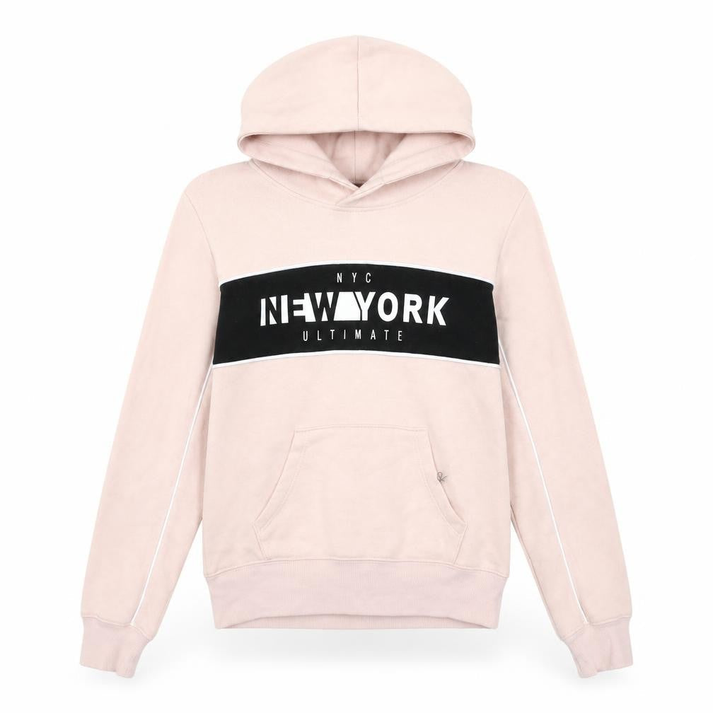 H&M Girls Pink Cotton Pullover Hoodie Size 10-11 Years - New York