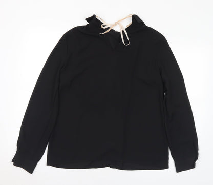 Zara Womens Black Polyester Basic Blouse Size M V-Neck
