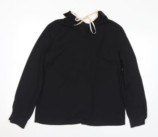 Zara Womens Black Polyester Basic Blouse Size M V-Neck