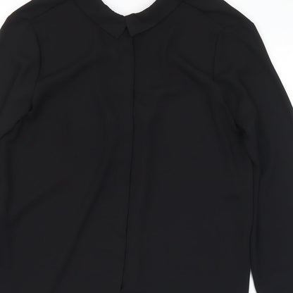 Zara Womens Black Polyester Basic Blouse Size M V-Neck