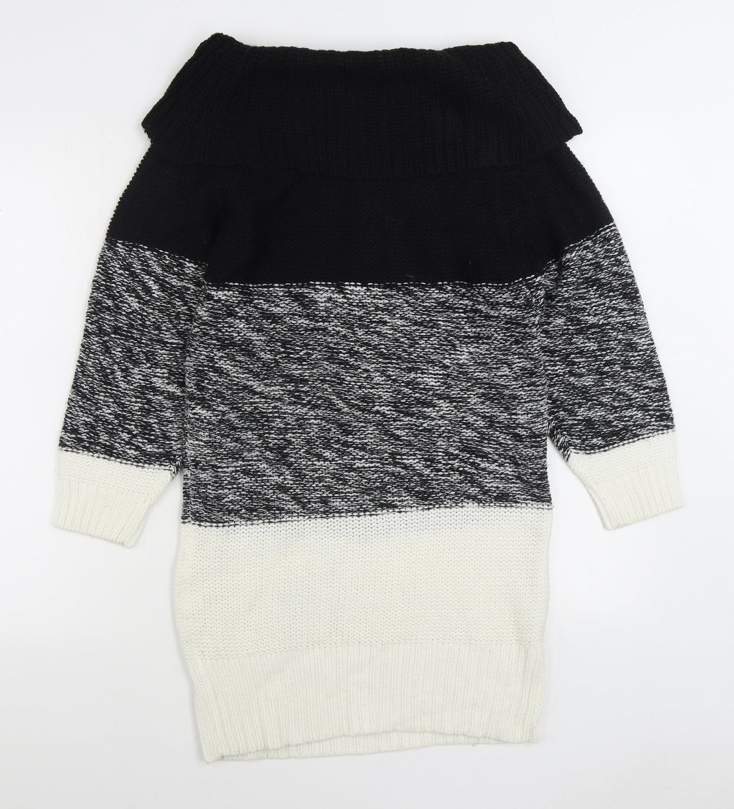 Preworn Womens Grey Roll Neck Striped Acrylic Pullover Jumper Size S