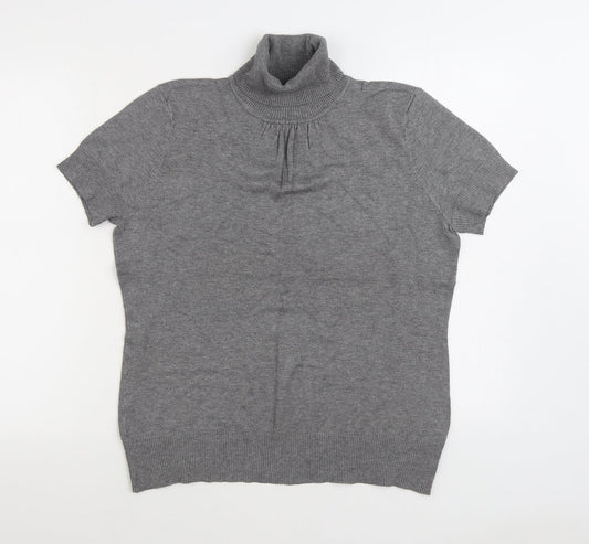 H&M Womens Grey Roll Neck Viscose Pullover Jumper Size M