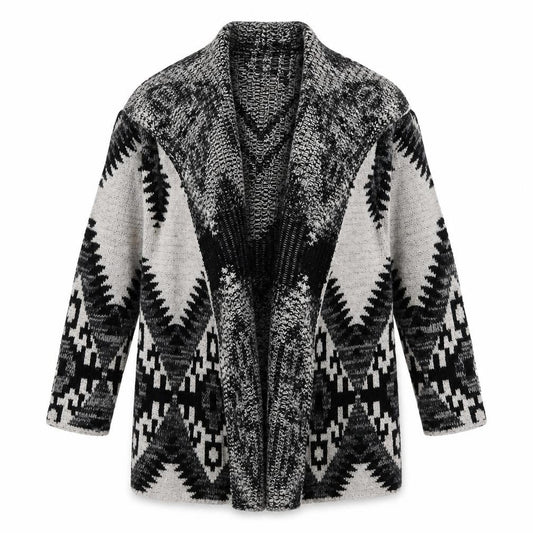 Matalan Womens Grey V-Neck Geometric Acrylic Cardigan Jumper Size S