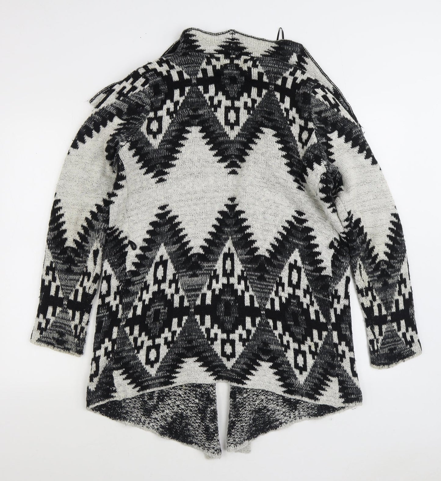 Matalan Womens Grey V-Neck Geometric Acrylic Cardigan Jumper Size S