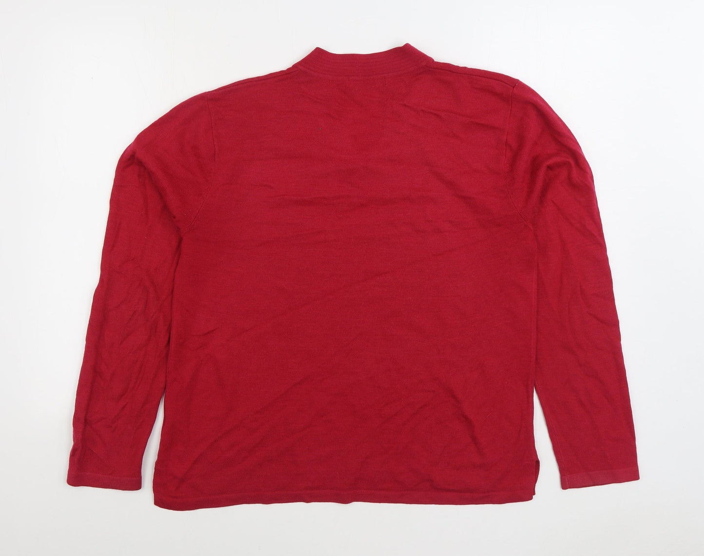 Poppy Womens Pink V-Neck Acrylic Pullover Jumper Size 18