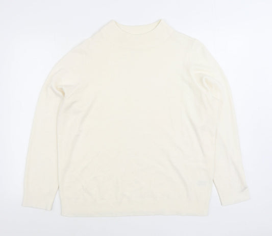 Marks and Spencer Womens Ivory Mock Neck Acrylic Pullover Jumper Size 20