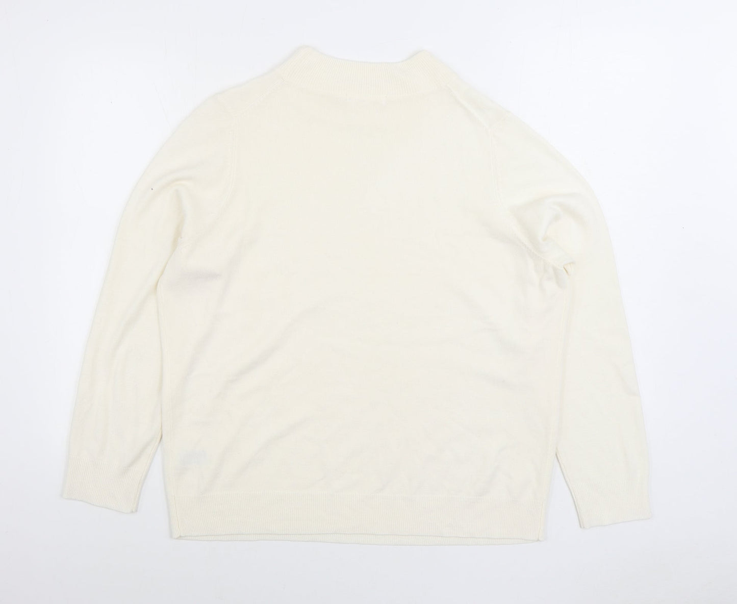 Marks and Spencer Womens Ivory Mock Neck Acrylic Pullover Jumper Size 20
