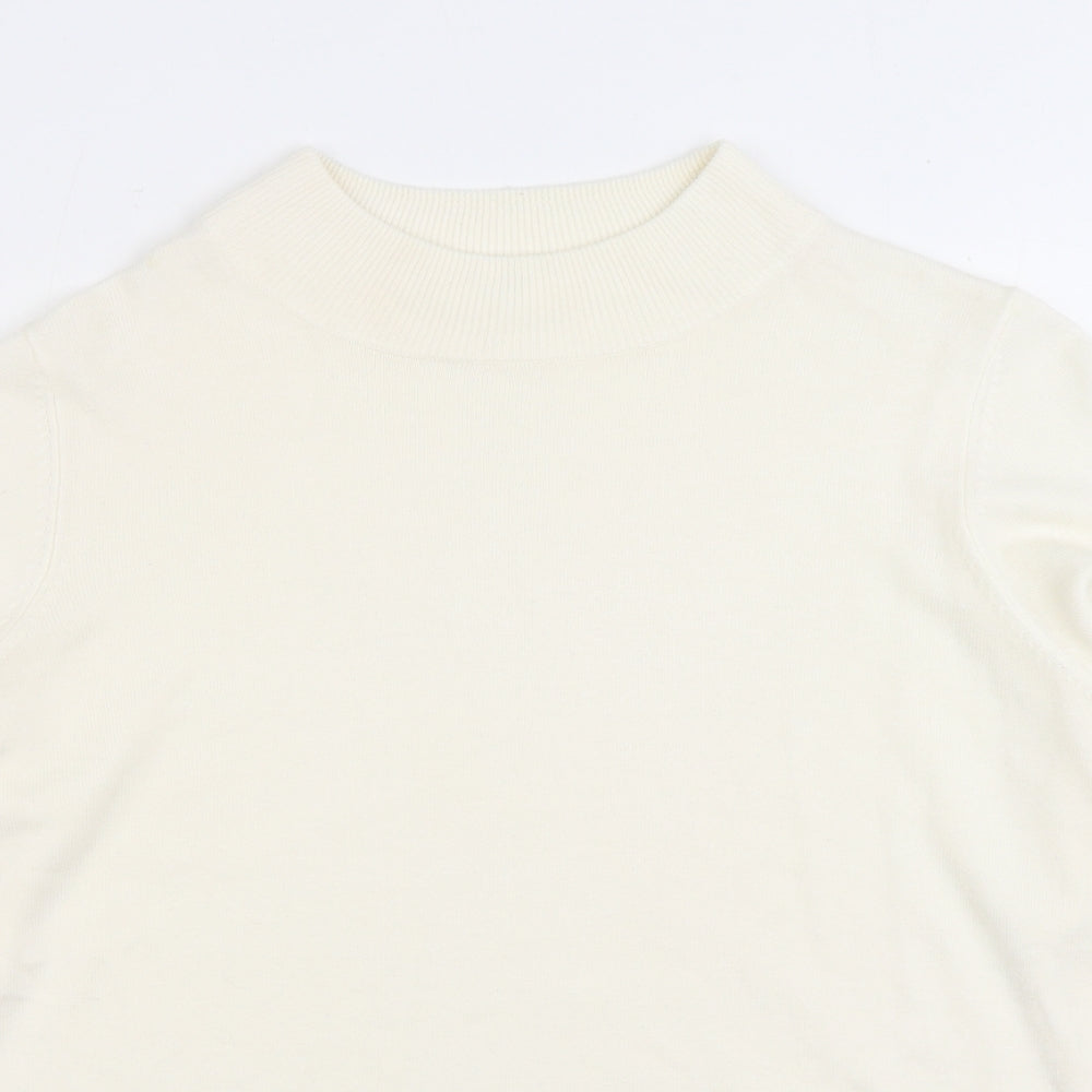 Marks and Spencer Womens Ivory Mock Neck Acrylic Pullover Jumper Size 20