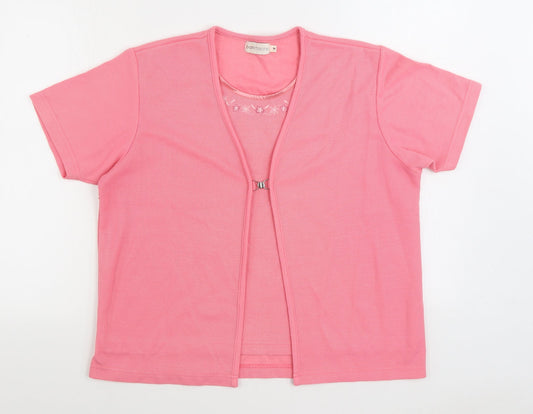 Bonmarché Womens Pink Scoop Neck Viscose Pullover Jumper Size M