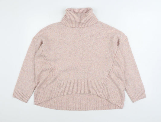 New Look Womens Pink Roll Neck Acrylic Pullover Jumper Size M