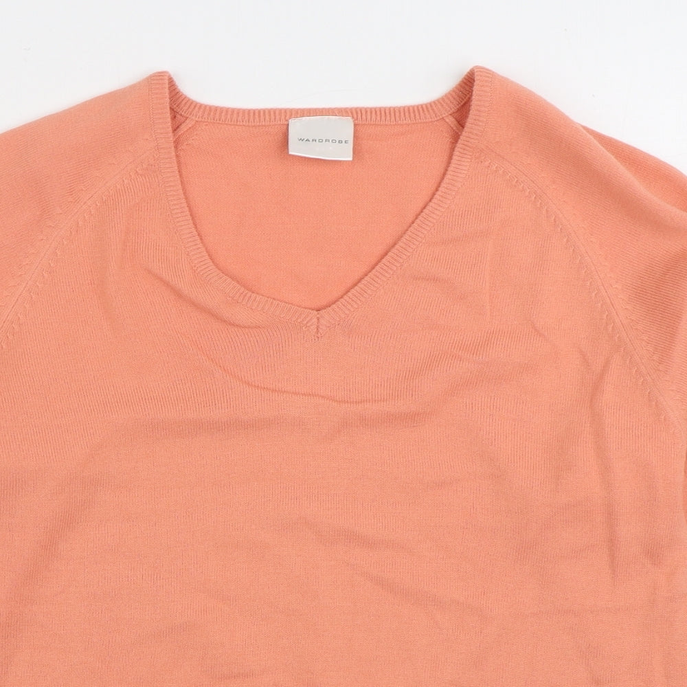Warehouse Womens Pink V-Neck Acrylic Pullover Jumper Size 10