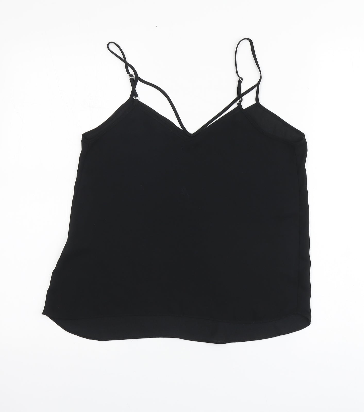 River Island Womens Black Polyester Basic Blouse Size 8 V-Neck