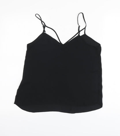 River Island Womens Black Polyester Basic Blouse Size 8 V-Neck
