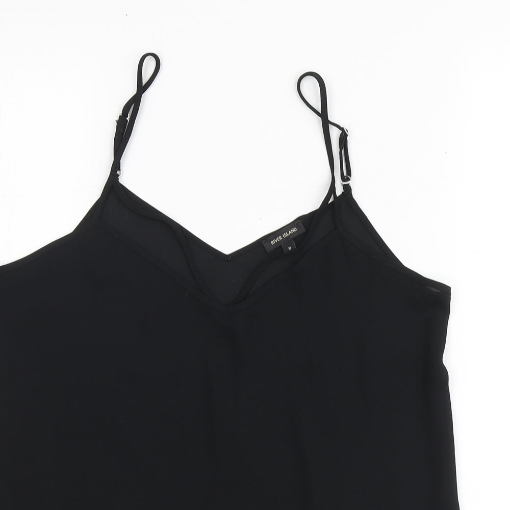 River Island Womens Black Polyester Basic Blouse Size 8 V-Neck