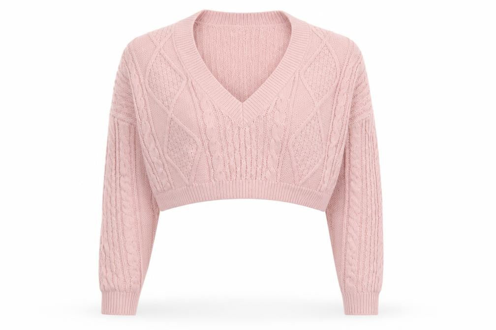 COLLUSION Womens Pink V-Neck Acrylic Pullover Jumper Size 12