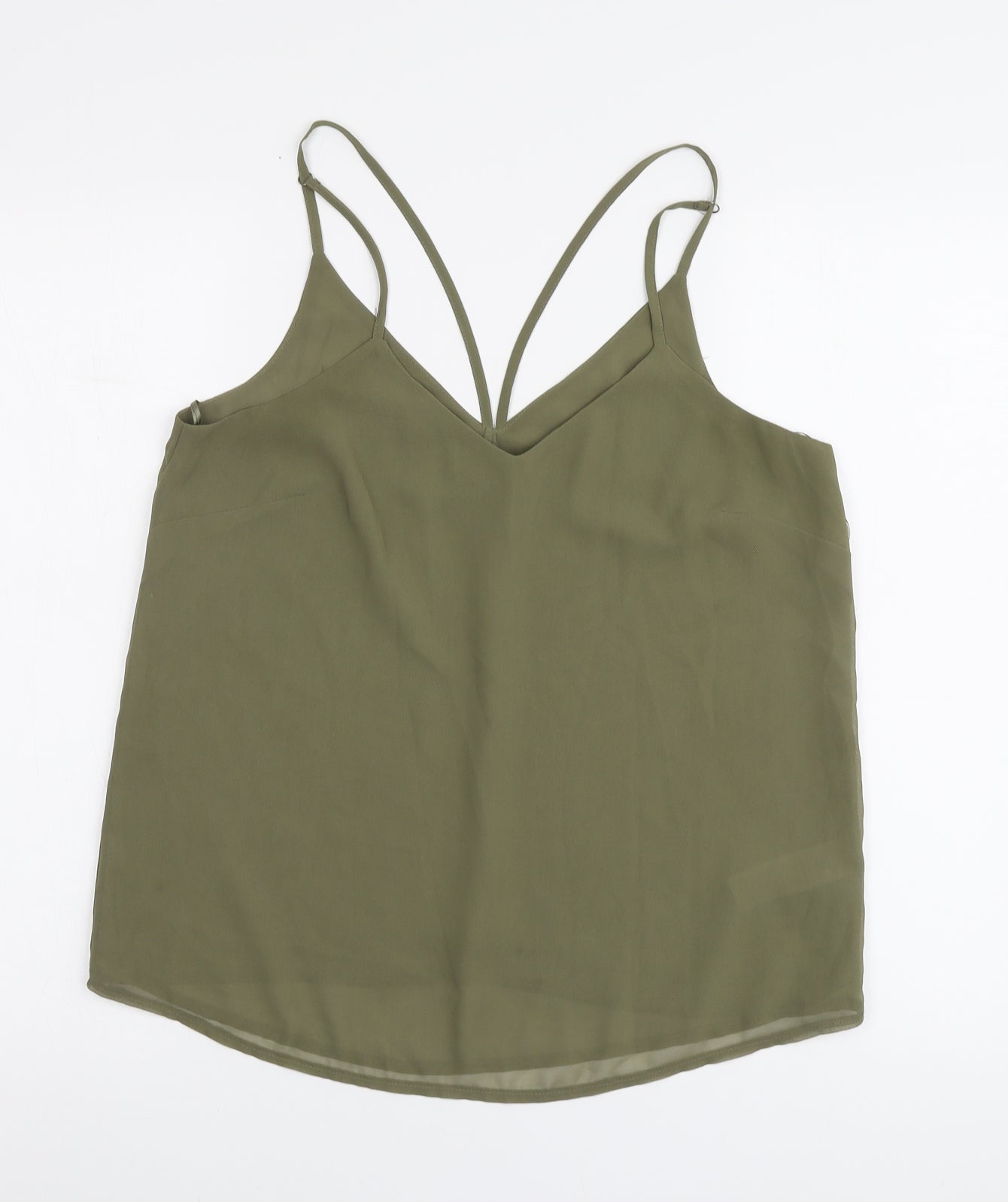 New Look Womens Green Polyester Basic Blouse Size 10 V-Neck