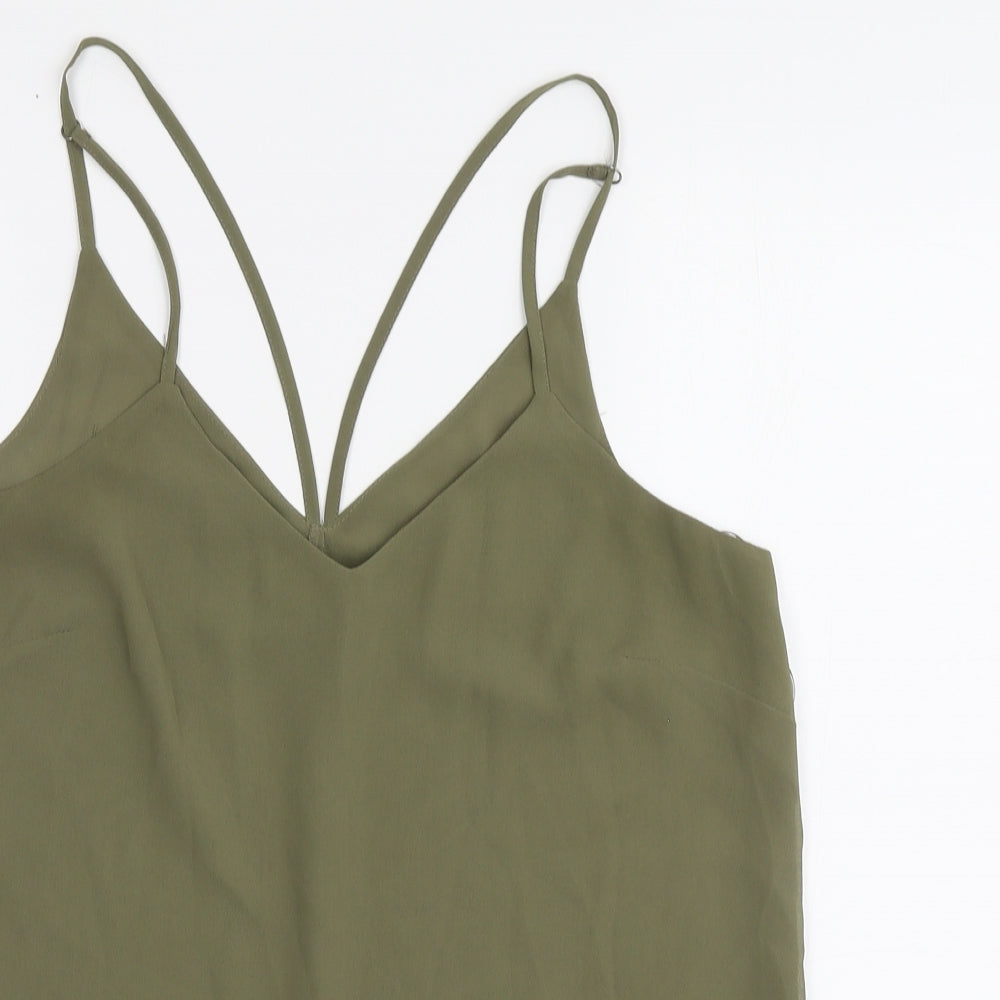 New Look Womens Green Polyester Basic Blouse Size 10 V-Neck