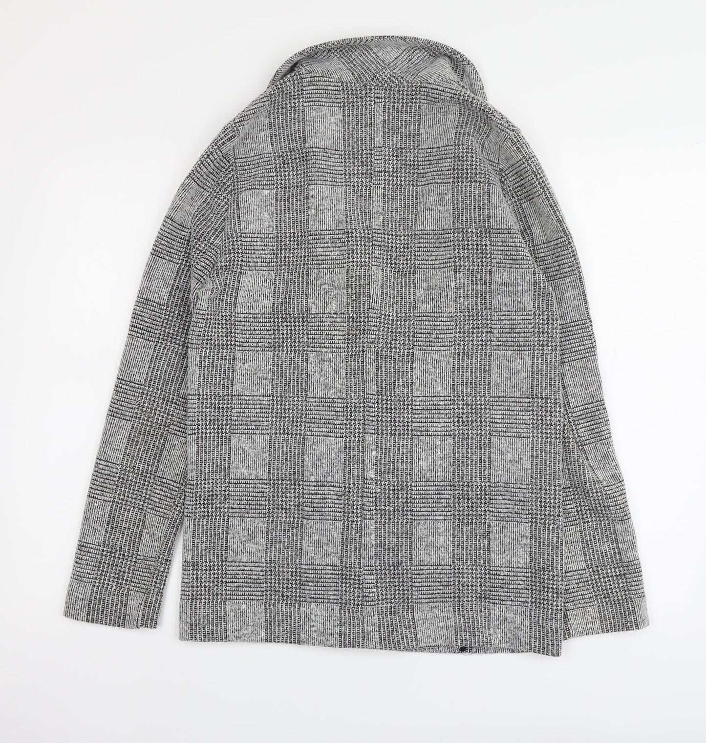 Topshop Womens Grey V-Neck Plaid Acrylic Cardigan Jumper Size 10