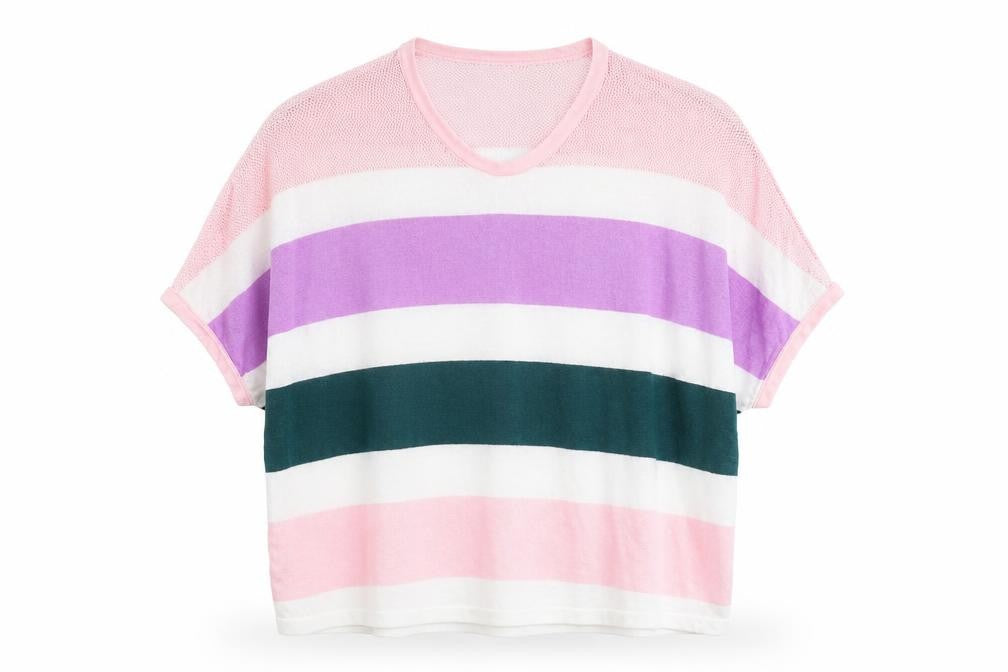 Kaleidoscope Womens Multicoloured Round Neck Striped Cotton Pullover Jumper Size 10
