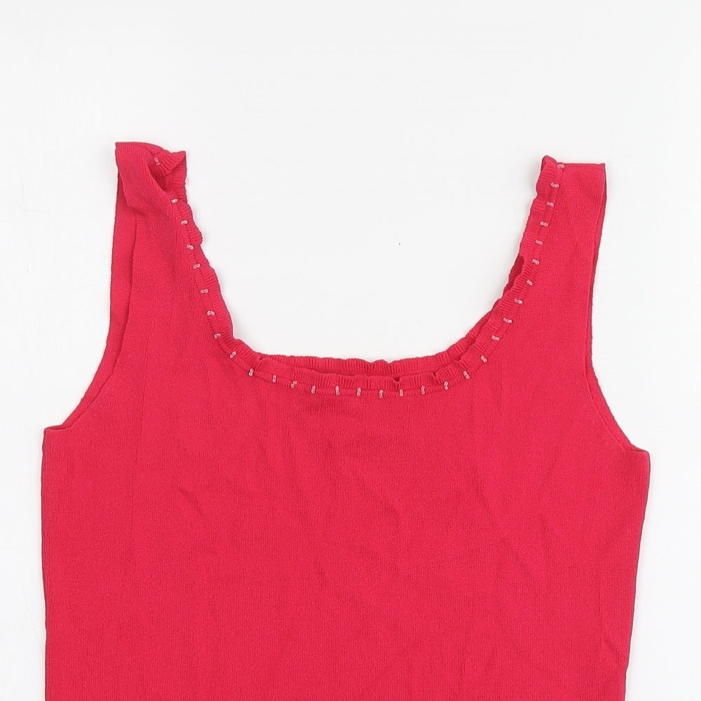 Wallis Womens Pink Viscose Basic Tank Size 16 Round Neck