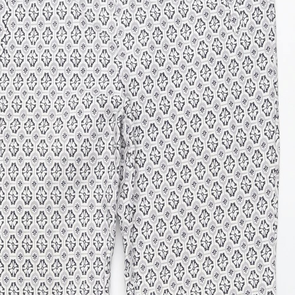 Dorothy Perkins Womens White Geometric Polyester Chino Trousers Size 10 L25 in Regular Button