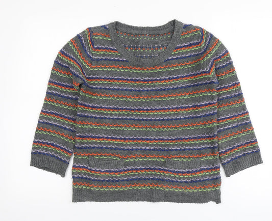 Per Una Womens Multicoloured Round Neck Striped Acrylic Pullover Jumper Size 10