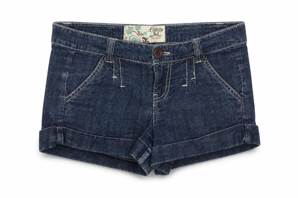 Celebrity Pink Girls Blue Cotton Cut-Off Shorts Size 9 Years Regular Zip