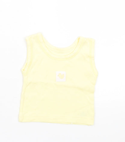 Dunnes Girls Yellow Cotton Basic Tank Size 3-6 Months Crew Neck Pullover - Duck