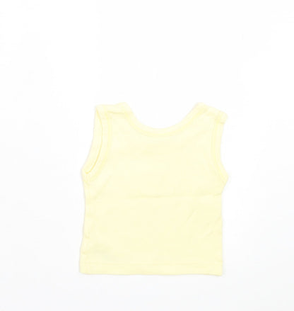 Dunnes Girls Yellow Cotton Basic Tank Size 3-6 Months Crew Neck Pullover - Duck