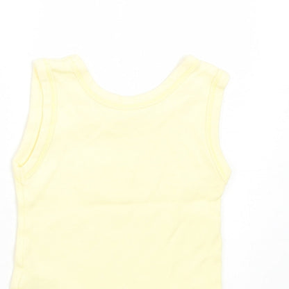 Dunnes Girls Yellow Cotton Basic Tank Size 3-6 Months Crew Neck Pullover - Duck