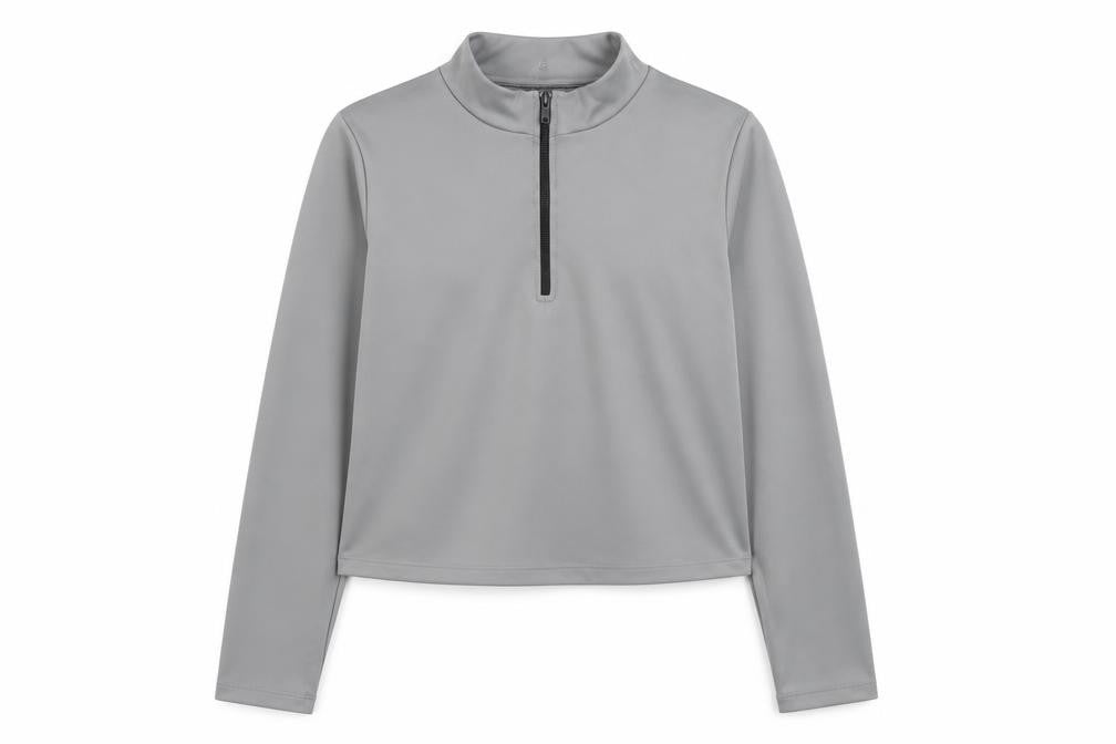 ASOS Womens Grey Polyester Cropped Casual Size 18 High Neck Zip