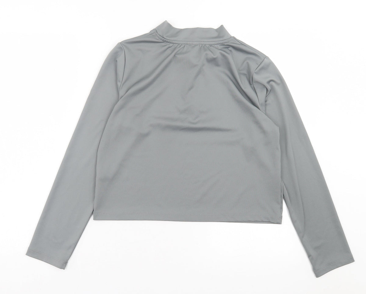 ASOS Womens Grey Polyester Cropped Casual Size 18 High Neck Zip