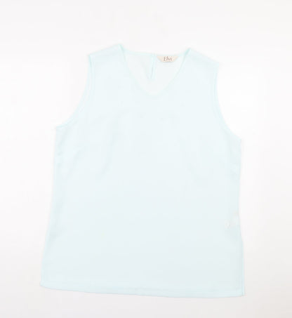 ELVI Womens Blue Polyester Basic Tank Size 18 V-Neck
