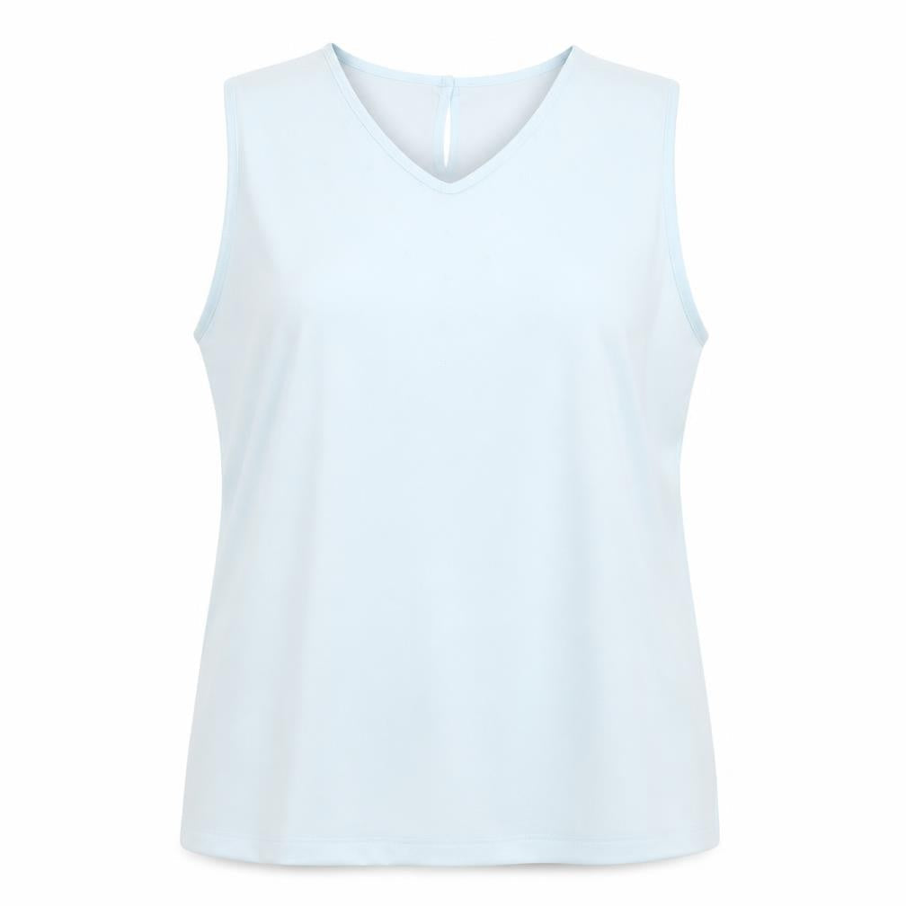 ELVI Womens Blue Polyester Basic Tank Size 18 V-Neck