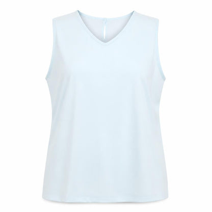 ELVI Womens Blue Polyester Basic Tank Size 18 V-Neck