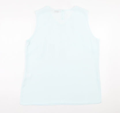 ELVI Womens Blue Polyester Basic Tank Size 18 V-Neck