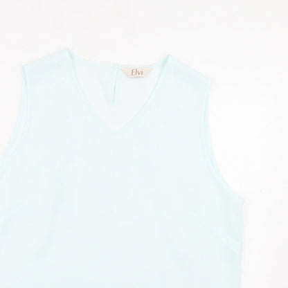 ELVI Womens Blue Polyester Basic Tank Size 18 V-Neck
