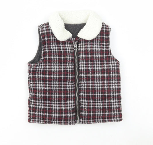 Nutmeg Baby Black Plaid Gilet Jacket Size 3-6 Months Zip