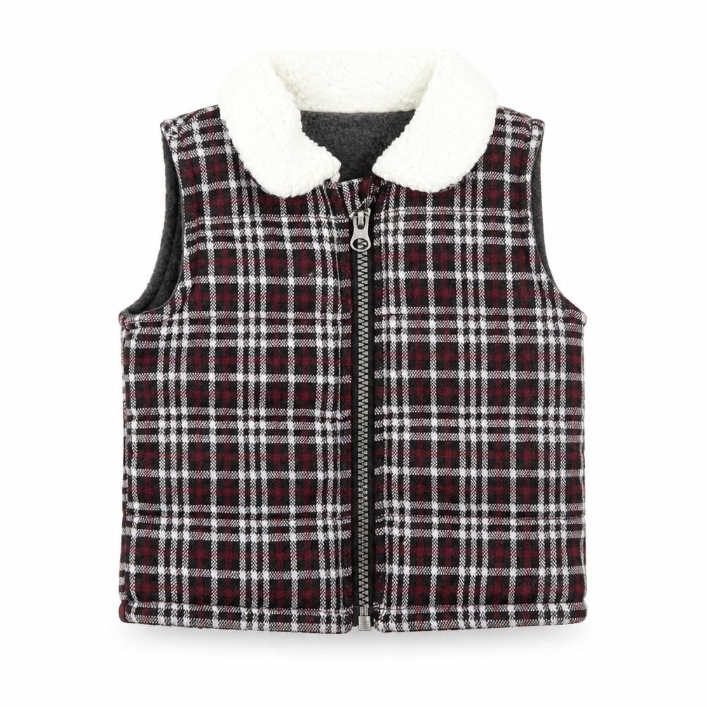 Nutmeg Baby Black Plaid Gilet Jacket Size 3-6 Months Zip