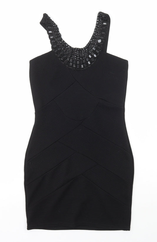 Alwear Womens Black Polyester Bodycon Size 10 Scoop Neck Pullover