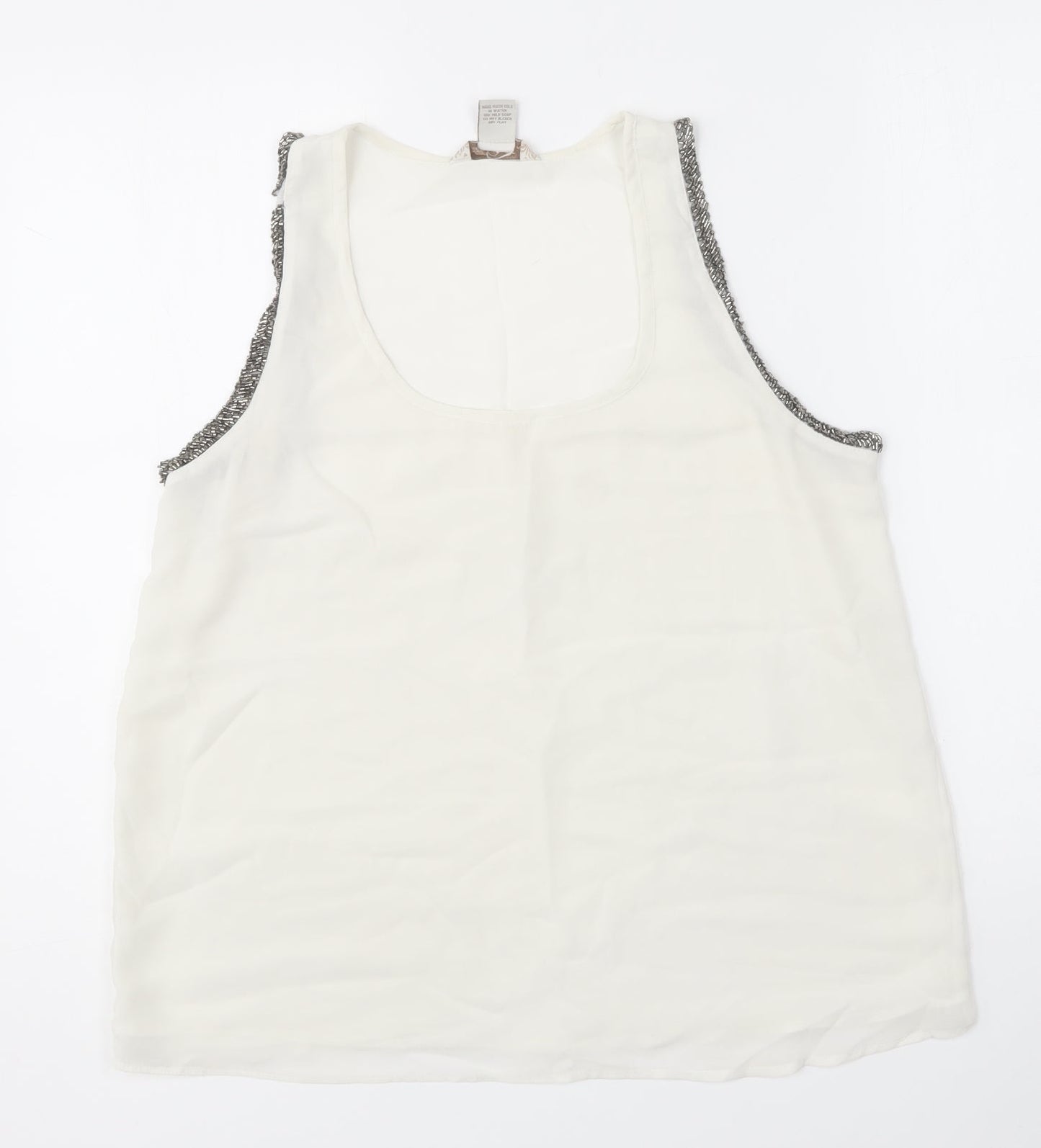 Fun & Flirt Womens White Polyester Basic Blouse Size M Round Neck