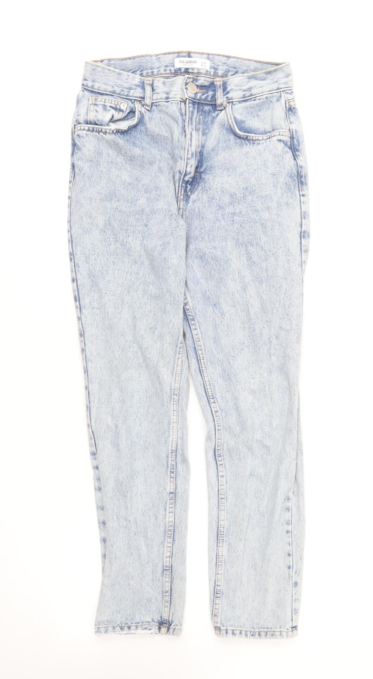 Pull&Bear Womens Blue Cotton Straight Jeans Size 28 in L27 in Regular Button