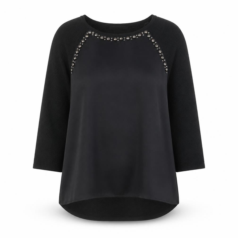 Betty Barclay Womens Black Polyester Basic Blouse Size 10 Round Neck