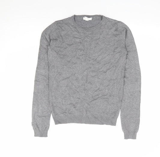H&M Womens Grey Round Neck Viscose Pullover Jumper Size XS
