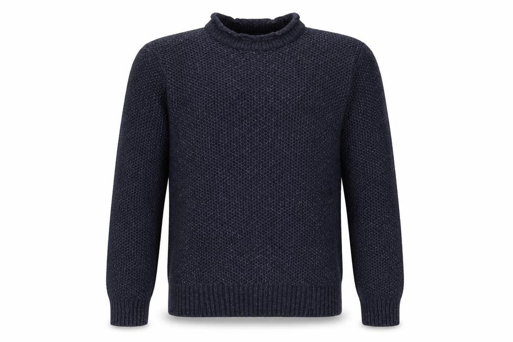 George Mens Blue Mock Neck Acrylic Pullover Jumper Size S