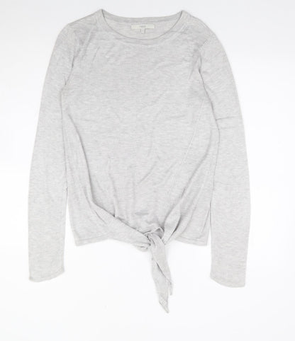Next Womens Grey Round Neck Viscose Pullover Jumper Size 8 - Tie Front