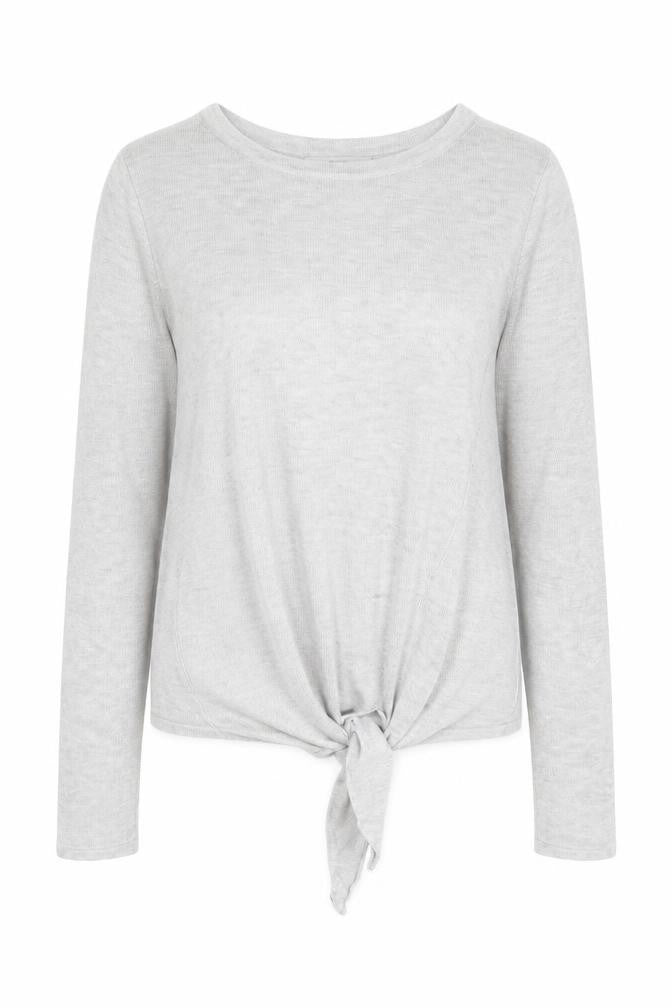 NEXT Womens Grey Round Neck Viscose Pullover Jumper Size 8 - Tie Front