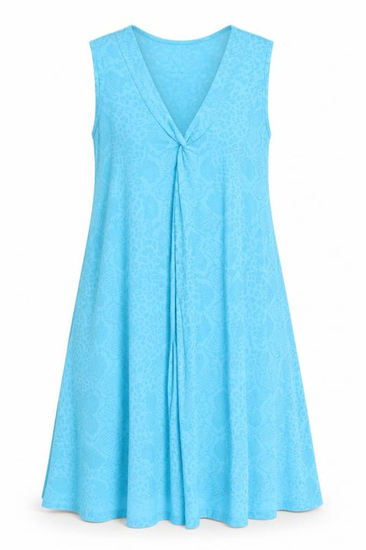 Marks and Spencer Womens Blue Geometric Polyester A-Line Size 12 V-Neck Pullover - Cover Up